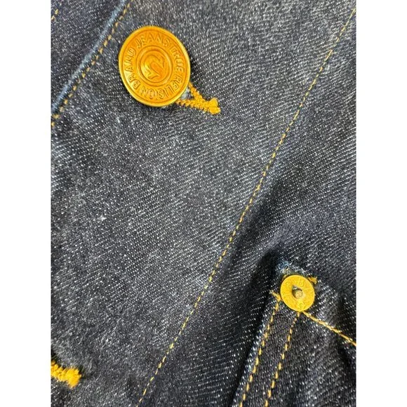 True Religion Womens M Denim CollarJacket Camden Blue Accent Embroidered - Picture 4 of 16